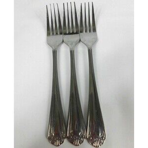 3x Royal Household RHH8 Stainless Dinner Forks Flatware Scalloped Tip Japan 18-0